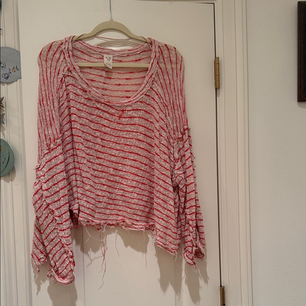 We The Free Red and cream Striped top